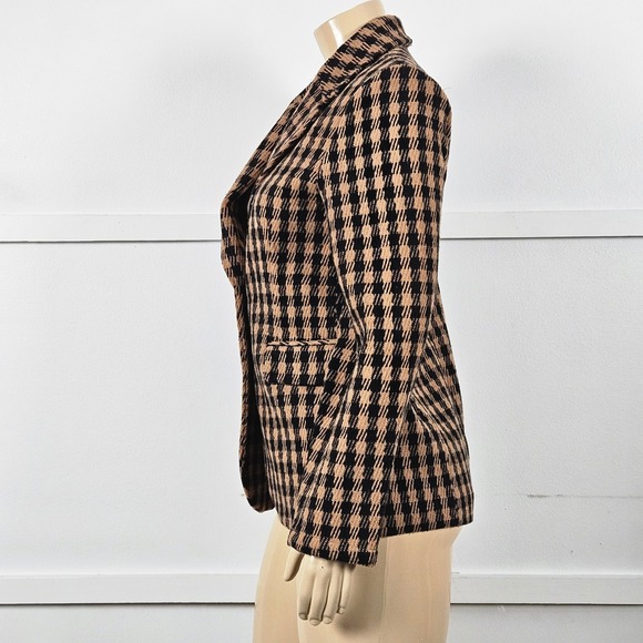VICI Womens Brown Multi Color Houndstooth Two Button Structured Blazer L - Picture 3 of 11